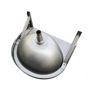 Lavabo Redondo de Acero Inoxidable para Baño, Montado en la Pared, con Desagüe, Acabado Pulido, Diseño Industrial - Product Image 1