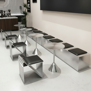 Ensemble <span class=keywords><strong>de</strong></span> tables et chaises <span class=keywords><strong>de</strong></span> restaurant commercial en gros pour café, hôtel, <span class=keywords><strong>bar</strong></span>, mobilier design <span class=keywords><strong>industriel</strong></span> en acier inoxydable durable - Product Image 3