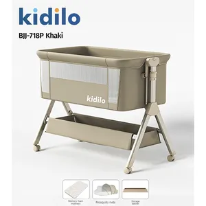 Kidilo Multifunctional Portable <strong>Baby</strong> Crib Metal <strong>Cradle</strong> Removable and Foldable for Newborns &amp; Splicing Into Large Bed - Product Image 2