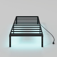 Cadre de lit pliant en fer minimaliste moderne avec éclairage, taille simple, pour chambres à louer et appartements