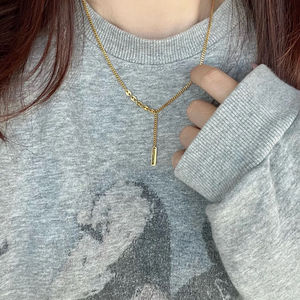 Zhou Family Peace Lucky Charm Necklace For Women Geometric Zinc Alloy 10cm Extended Chain Gift Fashion Pendant Necklaces - Product Image 1