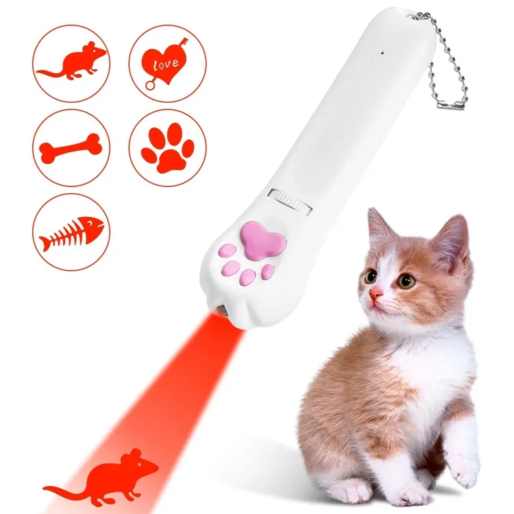 Multi-patterns 5 In 1 Usb Rechargeable Laser Projected Interactive Cat Toy With Uv Purple Light