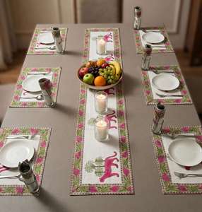 Best Selling Printed <b>Table</b> Mat Set with Matching <b>Runner</b>, Stylish Reusable Mats for <b>Dining</b> <b>Table</b> Decor Available For Sale - Product Image 1