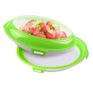 Contenants de stockage alimentaire, plateaux de conservation sous vide circulaires, accessoires de cuisine pour réfrigérateur, assiettes multi-usages en plastique - Product Image 1