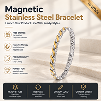 Bracelet à maillons magnétiques en acier inoxydable avec pierre noire, plaqué or 18 carats, bijoux unisexes tendance