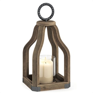 Support de bougie, lanterne en bois, design vintage, possibilité de suspension, décoration intérieure et extérieure, ensemble de 2 lanternes suspendues - Product Image 5