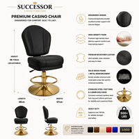Fauteuils de casino robustes SUCCESSOR, chaise de casino avec revêtement en cuir résistant aux rayures, chaise de casino à marque privée, chaises Vegas