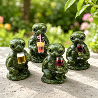 Figurine de tortue d'Halloween en serpentine naturelle, décoration animale en pierre, cadeau, ornement de fête