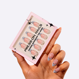 <span class=keywords><strong>Uñas</strong></span> Acrílicas Francesas <span class=keywords><strong>Negras</strong></span> y Blancas <span class=keywords><strong>con</strong></span> <span class=keywords><strong>Rayas</strong></span> Onduladas en Forma de Almendra, Halal, de Alta Calidad, Cobertura Completa, 30 Piezas, <span class=keywords><strong>con</strong></span> Adhesivos, <span class=keywords><strong>Uñas</strong></span> Postizas - Product Image 5