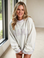 Sweater Wanita Mock Neck HD Print 400gsm Katun Fleece Oversized Hangat untuk Musim Dingin