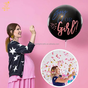 Grand <span class=keywords><strong>ballon</strong></span> en latex noir de 36 pouces pour révélation du sexe (garçon ou fille) <span class=keywords><strong>avec</strong></span> confettis roses et bleus <span class=keywords><strong>à</strong></span> <span class=keywords><strong>l</strong></span>'<span class=keywords><strong>intérieur</strong></span>, idéal pour la décoration de fête de naissance. - Product Image 3
