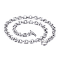 Collier en acier inoxydable à maillons ronds géométriques, chaîne O, bicolore or et argent, vente en gros, accessoires de bijoux pour homme MGBC1444