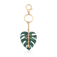 Gantungan Kunci Daun Monstera Hijau Akrilik Fashion Kreatif Perhiasan Tanaman Gantungan Kunci Daun Palem Monstera Hijau