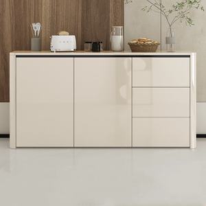 <span class=keywords><strong>Buffet</strong></span> de cuisine <span class=keywords><strong>gris</strong></span> en verre trempé moderne peu encombrant Armoire de rangement pour salon, salle à manger, meubles d'hôtel - Product Image 6