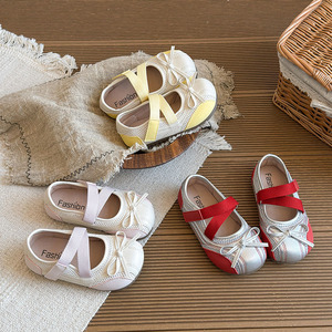 Chaussures plates en cuir pour filles, collection Printemps-Automne 2026, avec joli nœud, style <span class=keywords><strong>princesse</strong></span>, tendance et polyvalentes, pour enfants - Product Image 6