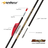 Flèches en carbone pur professionnelles Pandarus Champion ID4.2mm pour le tir sur cible avec une rectitude de 0,001 pouce