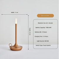 Lampe de table LED en métal de style bougie minimaliste moderne, commande tactile, intensité réglable, lumière d'ambiance, veilleuse