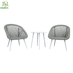 3pc Garden Set Exterior Lounge Bistro Table And Chairs For Patio Balcony
