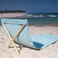 Chaise de plage avec logo personnalisé, design monobloc, support en bois massif, toile vintage, tissu durable anti-sable, chaise longue portable