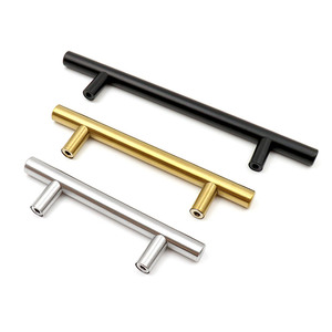 Poignées <span class=keywords><strong>de</strong></span> tiroir en acier inoxydable en forme <span class=keywords><strong>de</strong></span> T, or, noir, argent, pour armoires <span class=keywords><strong>de</strong></span> cuisine - Product Image 4