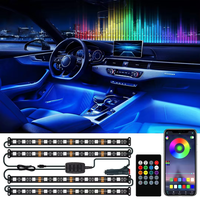 Lumières décoratives intérieures automobiles, éclairage LED pour les pieds de voiture, 36/48/60/72 LED, lampe d'ambiance, commande à distance/voix
