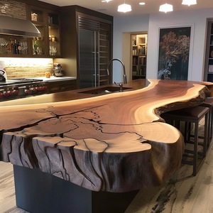 Mobilier industriel bon marché, <span class=keywords><strong>table</strong></span> de restaurant moderne en dalle vive en bois massif de noyer - Product Image 1