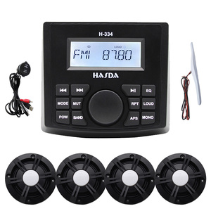 Kit audio marin étanche IP66 avec lecteur radio MP3 BT, haut-parleurs en plastique fins de 4 pouces, antenne, câble USB - État neuf - Product Image 2