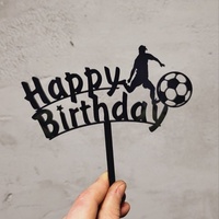 Décoration de gâteau en acrylique « Joyeux Anniversaire » avec silhouette de footballeur, thème football, accessoire de pâtisserie