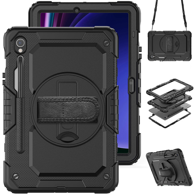 360 Rotation Hand Strap Kickstand Heavy Duty Shockproof Kids Rugged Tablet Case for Samsung Galaxy Tab S9 11 Inch SM-X710 X716