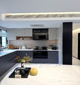 Ensemble de meubles de cuisine modulaires modernes de luxe en contreplaqué avec finition bois, ensemble complet - Product Image 1