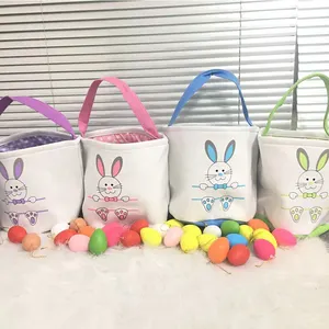 Easter Bunny Bag Cotton Storage Easter Egg Handbag Party Gift Basket con manico per forniture per feste di celebrazione