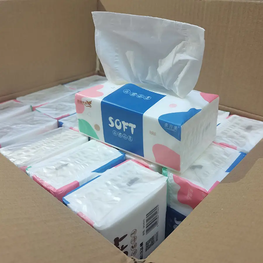 Carton box for facial tissue pop up tissue paper facial soft pack tissues raw material