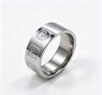 Unisex Vergoldeter Zirkon Edelstahl Tai Chi Yin-Yang Gravierter Breiter Ring Spirituelles Symbol Hochzeits- & Partygeschenk