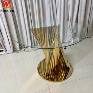 SMOOTH Latest Twist Base Round Glass Dessert <b>Table</b> Modern Stainless Steel Flower Cake <b>Table</b> for Wedding Home Use - Product Image 3
