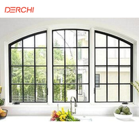 Ventanas Modernas de Vidrio Fijo DERCHI NFRC con Diseño de Rejilla, Rotura de Puente Térmico, Aluminio Resistente a Huracanes, Ventanas Abatibles Insonorizadas