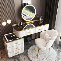 Table de toilette moderne à succès, coiffeuse intelligente avec miroir LED éclairé et recharge sans fil pour la chambre à coucher, vente en gros