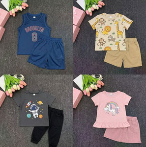 Conjuntos de Ropa de Algodón Unisex para Niños, Blusas y Pantalones Cortos con Estampado Floral de Dinosaurios, Listos para Enviar - Product Image 4