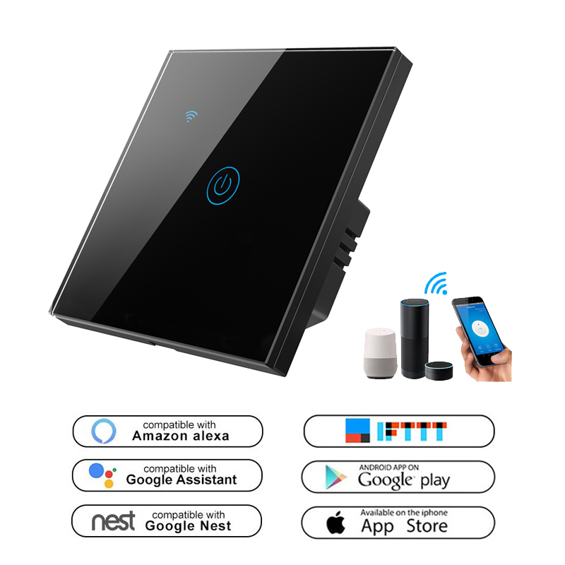 GIRIER Tuya ZigBee Smart Light Switch EU US, Touch Panel Wall Switch 1 2 3 Gang, Works With Alexa Hey Google, Wiring Optional
