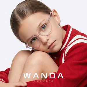 Wanda Kids – montures de lunettes rondes à bord complet pour enfants, K8216, antidérapantes, légères, couleur unie - Product Image 1