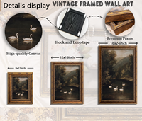 Tableau mural vintage encadré Lago Swan Lake, impression Cygne Blanc sur rivière pour décoration de ferme OEM ODM
