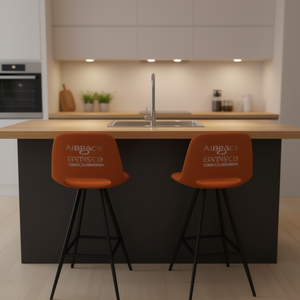 Ensemble de 2 tabourets de bar en tissu Porth, orange, hauteur de comptoir de cuisine de 28,25 pouces, base en métal moderne et contemporaine - Product Image 2