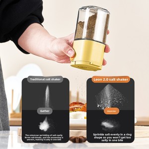 Distributeur de sel quantitatif à pression, boîte à épices en verre, pot à épices hermétique anti-humidité, sucrier intégré pour la cuisine - Product Image 1