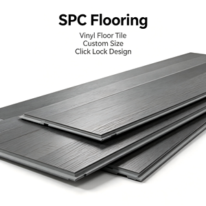 Revêtement de sol SPC gris imitation bois, carrelage vinyle PVC à clipser, étanche et antidérapant, pour intérieur (maison, bureau, hôtel) - Product Image 1