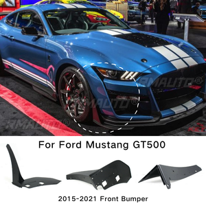 สปอยเลอร์มุมกันชนหน้าสไตล์ฟอร์ดมัสแตง GT500 ปี 2015-2021 วิงเล็ต สปลิตเตอร์สีดำด้าน ทำจากพลาสติก ABS - Product Image 1