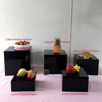 Étanche Noir Carré Acrylique Cylindre Alimentaire Risers Fête De Mariage Buffet Traiteur Dessert Plateau Affichage Cube Boîtes Ensemble Doigt