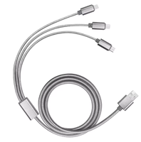 Câble de charge rapide universel 3-en-1 en nylon tressé de 1,2 m avec connecteurs Micro/USB pour caméra de voiture, imprimante et plus encore