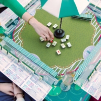 Tuiles de Mahjong Américain en Acrylique à Rayures Golf, Édition Commémorative, Emballage en Carton Écologique Portable et Résistant à l'Eau