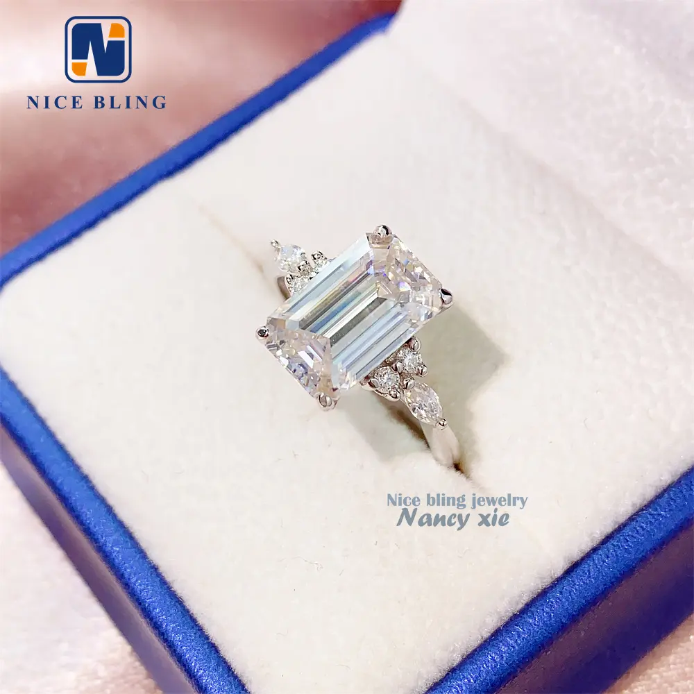Luxo Fine Jewelry 9k 14k 18k Full D VVS Moissanite Anéis De Casamento De Noivado De Diamante Para As Mulheres