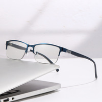 Gafas de Lectura Unisex de Negocios con Media Montura de Aleación de PC, Ligeras, Transparentes, Anti-Luz Azul, Sólidas y Modernas para Oficina 2026