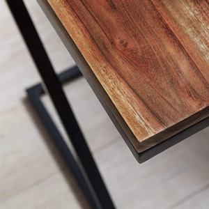 Table d'appoint en forme de Z, Table basse en bois et métal, Style maison de campagne, Table de chevet moderne et résistante - Product Image 5